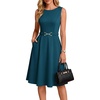 image:imageGRACE KARIN Work Business Midi Flowy Sleeveless Dresses for Women  A LineBeltedCollar NeckKnee Lengthwith Pockets ZipperBusiness CausalOfficeChurchFuneralCocktailWeddingProfessionalDeep Peacock Blue