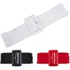 image:imageGRACE KARIN Womens Stretchy Belt 3 Inch Wide Elastic Belts  Stretch Waist Belt for Dress Cute Belts for Women Dresses Wide Elastic Adjustable Vintage for Casual Party for CosplayBlackwhitered