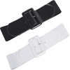 image:imageGRACE KARIN Womens Stretchy Belt 3 Inch Wide Elastic Belts  Stretch Waist Belt for Dress Cute Belts for Women Dresses Wide Elastic Adjustable Vintage for Casual Party for CosplayBlackwhite