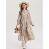 image:imageGRACE KARIN Girls Fall Dresses Long Sleeve Maxi Floral Winter Dress 714Y  Kids Square Neck Ruffle Hem Casual Holiday Party Outfit ALine Twirl Swing Long Dress for Birthday Photoshoot Wedding ChurchBeige Pumpkin Floral