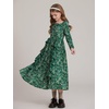 image:imageGRACE KARIN Girls Fall Dresses Long Sleeve Maxi Floral Winter Dress 714Y  Kids Square Neck Ruffle Hem Casual Holiday Party Outfit ALine Twirl Swing Long Dress for Birthday Photoshoot Wedding ChurchDark Green Floral