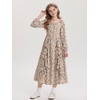 image:imageGRACE KARIN Girls Fall Dresses Long Sleeve Maxi Floral Winter Dress 714Y  Kids Square Neck Ruffle Hem Casual Holiday Party Outfit ALine Twirl Swing Long Dress for Birthday Photoshoot Wedding ChurchBeige Pumpkin Floral