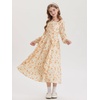 image:imageGRACE KARIN Girls Fall Dresses Long Sleeve Maxi Floral Winter Dress 714Y  Kids Square Neck Ruffle Hem Casual Holiday Party Outfit ALine Twirl Swing Long Dress for Birthday Photoshoot Wedding ChurchCream Orange Ditsy Floral