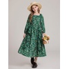 image:imageGRACE KARIN Girls Fall Dresses Long Sleeve Maxi Floral Winter Dress 714Y  Kids Square Neck Ruffle Hem Casual Holiday Party Outfit ALine Twirl Swing Long Dress for Birthday Photoshoot Wedding ChurchDark Green Floral