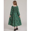 image:imageGRACE KARIN Girls Fall Dresses Long Sleeve Maxi Floral Winter Dress 714Y  Kids Square Neck Ruffle Hem Casual Holiday Party Outfit ALine Twirl Swing Long Dress for Birthday Photoshoot Wedding ChurchDark Green Floral
