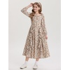 image:imageGRACE KARIN Girls Fall Dresses Long Sleeve Maxi Floral Winter Dress 714Y  Kids Square Neck Ruffle Hem Casual Holiday Party Outfit ALine Twirl Swing Long Dress for Birthday Photoshoot Wedding ChurchBeige Pumpkin Floral