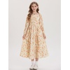 image:imageGRACE KARIN Girls Fall Dresses Long Sleeve Maxi Floral Winter Dress 714Y  Kids Square Neck Ruffle Hem Casual Holiday Party Outfit ALine Twirl Swing Long Dress for Birthday Photoshoot Wedding ChurchCream Orange Ditsy Floral
