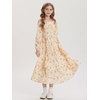 image:imageGRACE KARIN Girls Fall Dresses Long Sleeve Maxi Floral Winter Dress 714Y  Kids Square Neck Ruffle Hem Casual Holiday Party Outfit ALine Twirl Swing Long Dress for Birthday Photoshoot Wedding ChurchCream Orange Ditsy Floral