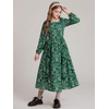 image:imageGRACE KARIN Girls Fall Dresses Long Sleeve Maxi Floral Winter Dress 714Y  Kids Square Neck Ruffle Hem Casual Holiday Party Outfit ALine Twirl Swing Long Dress for Birthday Photoshoot Wedding ChurchDark Green Floral