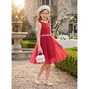 image:imageGRACE KARIN Girls Fancy Party Dress Sleeveless Formal Dance Dresses 614Y  Tulle Overlay Beaded Waist Tie Bow Belt KneeLength Bodycon Hidden Back Zipper for Pageant Wedding BirthdayRed