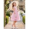 image:imageGRACE KARIN Girls Fancy Party Dress Sleeveless Formal Dance Dresses 614Y  Tulle Overlay Beaded Waist Tie Bow Belt KneeLength Bodycon Hidden Back Zipper for Pageant Wedding BirthdayPink