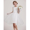 image:imageGRACE KARIN Girls Fancy Party Dress Sleeveless Formal Dance Dresses 614Y  Tulle Overlay Beaded Waist Tie Bow Belt KneeLength Bodycon Hidden Back Zipper for Pageant Wedding BirthdayWhite