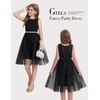 image:imageGRACE KARIN Girls Fancy Party Dress Sleeveless Formal Dance Dresses 614Y  Tulle Overlay Beaded Waist Tie Bow Belt KneeLength Bodycon Hidden Back Zipper for Pageant Wedding BirthdayBlack
