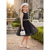 image:imageGRACE KARIN Girls Fancy Party Dress Sleeveless Formal Dance Dresses 614Y  Tulle Overlay Beaded Waist Tie Bow Belt KneeLength Bodycon Hidden Back Zipper for Pageant Wedding BirthdayBlack