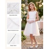 image:imageGRACE KARIN Girls Fancy Party Dress Sleeveless Formal Dance Dresses 614Y  Tulle Overlay Beaded Waist Tie Bow Belt KneeLength Bodycon Hidden Back Zipper for Pageant Wedding BirthdayWhite