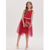 image:imageGRACE KARIN Girls Fancy Party Dress Sleeveless Formal Dance Dresses 614Y  Tulle Overlay Beaded Waist Tie Bow Belt KneeLength Bodycon Hidden Back Zipper for Pageant Wedding BirthdayRed