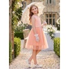 image:imageGRACE KARIN Girls Fancy Party Dress Sleeveless Formal Dance Dresses 614Y  Tulle Overlay Beaded Waist Tie Bow Belt KneeLength Bodycon Hidden Back Zipper for Pageant Wedding BirthdayPeach Pink