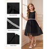 image:imageGRACE KARIN Girls Fancy Party Dress Sleeveless Formal Dance Dresses 614Y  Tulle Overlay Beaded Waist Tie Bow Belt KneeLength Bodycon Hidden Back Zipper for Pageant Wedding BirthdayBlack