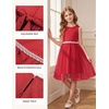 image:imageGRACE KARIN Girls Fancy Party Dress Sleeveless Formal Dance Dresses 614Y  Tulle Overlay Beaded Waist Tie Bow Belt KneeLength Bodycon Hidden Back Zipper for Pageant Wedding BirthdayRed