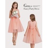 image:imageGRACE KARIN Girls Fancy Party Dress Sleeveless Formal Dance Dresses 614Y  Tulle Overlay Beaded Waist Tie Bow Belt KneeLength Bodycon Hidden Back Zipper for Pageant Wedding BirthdayPeach Pink