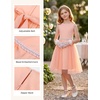 image:imageGRACE KARIN Girls Fancy Party Dress Sleeveless Formal Dance Dresses 614Y  Tulle Overlay Beaded Waist Tie Bow Belt KneeLength Bodycon Hidden Back Zipper for Pageant Wedding BirthdayPeach Pink