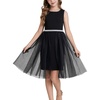 image:imageGRACE KARIN Girls Fancy Party Dress Sleeveless Formal Dance Dresses 614Y  Tulle Overlay Beaded Waist Tie Bow Belt KneeLength Bodycon Hidden Back Zipper for Pageant Wedding BirthdayBlack