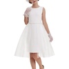 image:imageGRACE KARIN Girls Fancy Party Dress Sleeveless Formal Dance Dresses 614Y  Tulle Overlay Beaded Waist Tie Bow Belt KneeLength Bodycon Hidden Back Zipper for Pageant Wedding BirthdayWhite