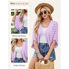 image:imageGRACE KARIN Womens Summer Short Sleeve Crochet Cropped Cardigan Shrug 2026  LightweightBatwing SleeveHollow OutOpen Front Knit SweatersBoho Beach BoleroKimono Cover UpLight Purple