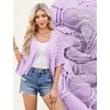 image:imageGRACE KARIN Womens Summer Short Sleeve Crochet Cropped Cardigan Shrug 2026  LightweightBatwing SleeveHollow OutOpen Front Knit SweatersBoho Beach BoleroKimono Cover UpLight Purple