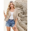 image:imageGRACE KARIN Womens Summer Short Sleeve Crochet Cropped Cardigan Shrug 2026  LightweightBatwing SleeveHollow OutOpen Front Knit SweatersBoho Beach BoleroKimono Cover UpLight Khaki