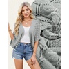 image:imageGRACE KARIN Womens Summer Short Sleeve Crochet Cropped Cardigan Shrug 2026  LightweightBatwing SleeveHollow OutOpen Front Knit SweatersBoho Beach BoleroKimono Cover UpLight Grey