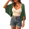 image:imageGRACE KARIN Womens Summer Short Sleeve Crochet Cropped Cardigan Shrug 2026  LightweightBatwing SleeveHollow OutOpen Front Knit SweatersBoho Beach BoleroKimono Cover UpArmy Green