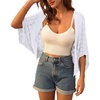image:imageGRACE KARIN Womens Summer Short Sleeve Crochet Cropped Cardigan Shrug 2026  LightweightBatwing SleeveHollow OutOpen Front Knit SweatersBoho Beach BoleroKimono Cover UpWhite