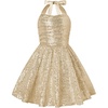 image:imageGRACE KARIN Girls Sequin Dress Halter Tie Back Tween Party Fancy Gown 714  Sparkle ALine Sleeveless Prom Birthday Wedding Graduation Flower Girl Pageant Dance Formal Homecoming Princess Party OutfitGold Sequin