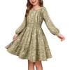 image:imageGRACE KARIN Girls Fall Dress Floral Long Sleeve Midi Smocked Waist Holiday  Princess Party Birthday Wedding Fall Gathering Winter Festival School Casual Formal Kids Teen Outfit Church Photoshoot 614Peachy Sage Floral
