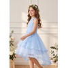 image:imageGRACE KARIN Flower Girl Dress Kids Wedding Guest Birthday Party Formal Lace Tulle Princess High Low Dresses 510YLight Blue