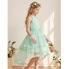image:imageGRACE KARIN Flower Girl Dress Kids Wedding Guest Birthday Party Formal Lace Tulle Princess High Low Dresses 510YLight Green