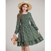image:imageGRACE KARIN Girls Fall Floral Long Sleeve Casual Tiered Flowy Dresses 714Dark Green Floral