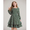 image:imageGRACE KARIN Girls Fall Floral Long Sleeve Casual Tiered Flowy Dresses 714Dark Green Floral
