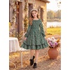 image:imageGRACE KARIN Girls Fall Floral Long Sleeve Casual Tiered Flowy Dresses 714Dark Green Floral