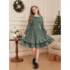 image:imageGRACE KARIN Girls Fall Floral Long Sleeve Casual Tiered Flowy Dresses 714Dark Green Floral