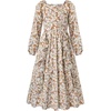 image:imageGRACE KARIN Girls Fall Dresses Long Sleeve Maxi Floral Winter Dress 714YBeige Pumpkin Floral