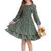 image:imageGRACE KARIN Girls Fall Floral Long Sleeve Casual Tiered Flowy Dresses 714Dark Green Floral