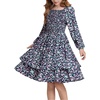 image:imageGRACE KARIN Girls Fall Floral Long Sleeve Casual Tiered Flowy Dresses 714Navy Blue Floral
