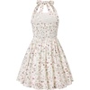 image:imageGrace Karin Girls Floral Summer Spring Halter Tie Back Dresses Size 716Apricotgray Pink Floral