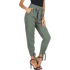 image:imageGRACE KARIN Womens Casual High Waist Pencil Pants Paper Bag Pants for WorkGray Green