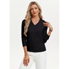 image:imageGRACE KARIN Long Sleeve V Neck Sweaters for Women Lightweight Knitted Tops Fall Fashion Clothing Business Casual OutfitsBlack