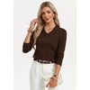 image:imageGRACE KARIN Long Sleeve V Neck Sweaters for Women Lightweight Knitted Tops Fall Fashion Clothing Business Casual OutfitsChocolate Brown