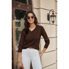 image:imageGRACE KARIN Long Sleeve V Neck Sweaters for Women Lightweight Knitted Tops Fall Fashion Clothing Business Casual OutfitsChocolate Brown