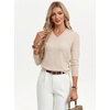 image:imageGRACE KARIN Long Sleeve V Neck Sweaters for Women Lightweight Knitted Tops Fall Fashion Clothing Business Casual OutfitsHeather Beige